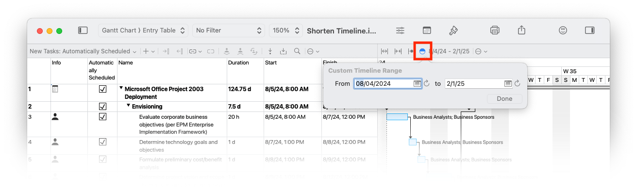 Shorten Timeline - Timeline-Filter